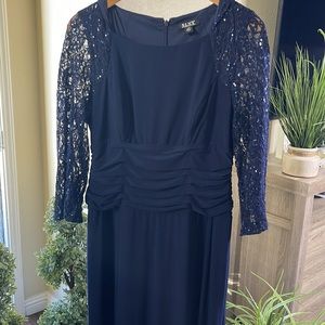 SLNY Blue Long Sleeve Dress Size 12 Petite